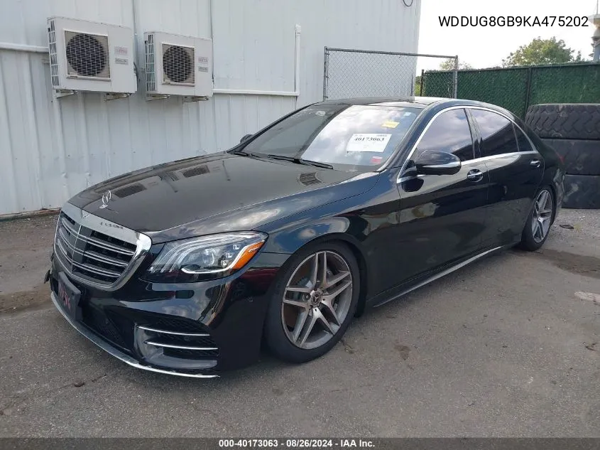 2019 Mercedes-Benz S 560 4Matic VIN: WDDUG8GB9KA475202 Lot: 40173063