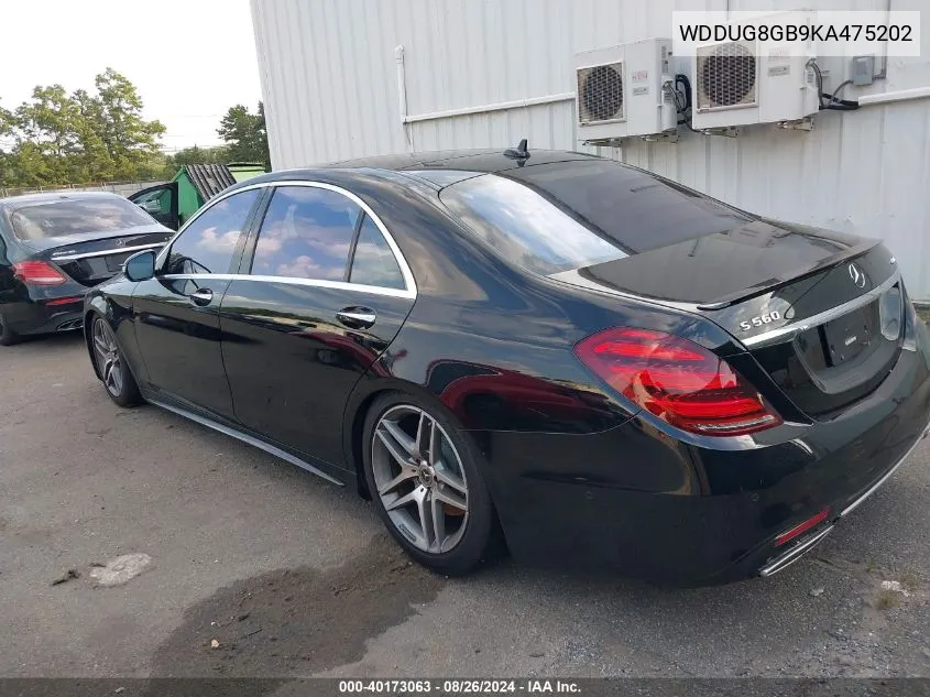 2019 Mercedes-Benz S 560 4Matic VIN: WDDUG8GB9KA475202 Lot: 40173063