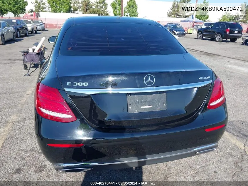 2019 Mercedes-Benz E 300 4Matic VIN: WDDZF4KB9KA590472 Lot: 40270441