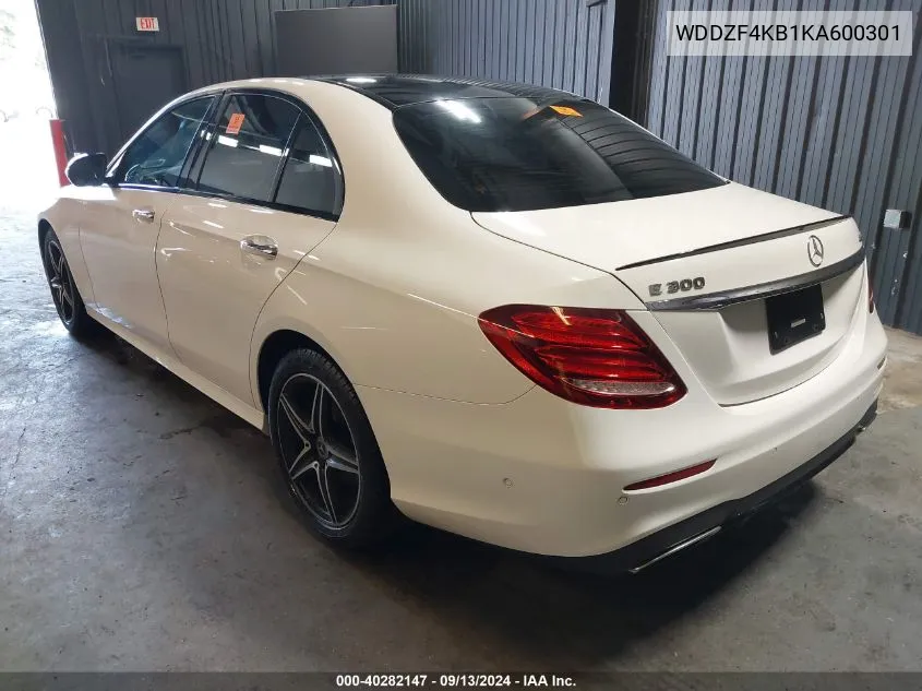 2019 Mercedes-Benz E 300 4Matic VIN: WDDZF4KB1KA600301 Lot: 40282147