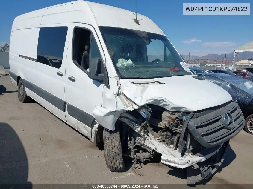 2019 Mercedes-Benz Sprinter 2500 High Roof V6 VIN: WD4PF1CD1KP074822 Lot: 40303744