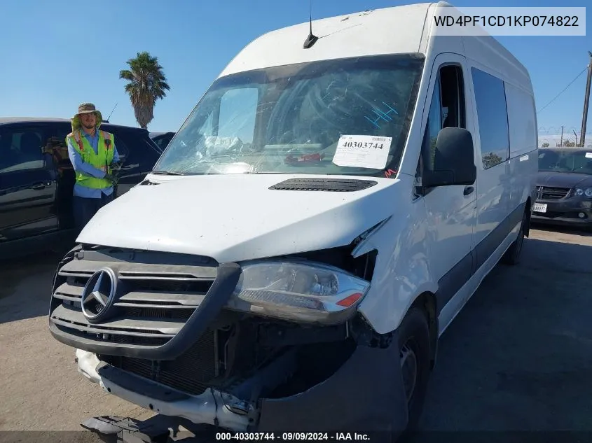 2019 Mercedes-Benz Sprinter 2500 High Roof V6 VIN: WD4PF1CD1KP074822 Lot: 40303744