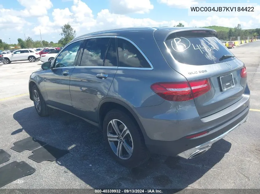 2019 Mercedes-Benz Glc 300 VIN: WDC0G4JB7KV184422 Lot: 40339932