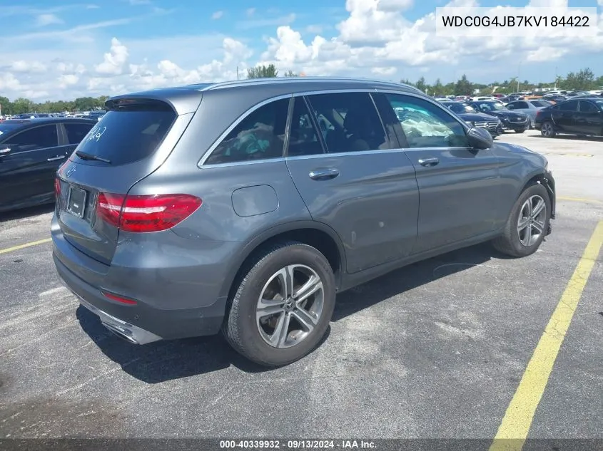 2019 Mercedes-Benz Glc 300 VIN: WDC0G4JB7KV184422 Lot: 40339932