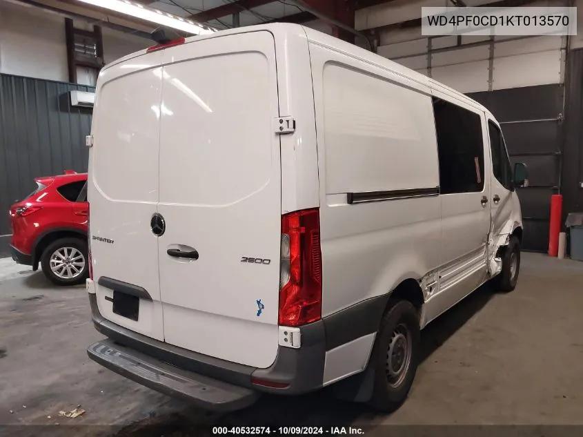 2019 Mercedes-Benz Sprinter 2500 High Roof V6/Standard Roof V6 VIN: WD4PF0CD1KT013570 Lot: 40532574