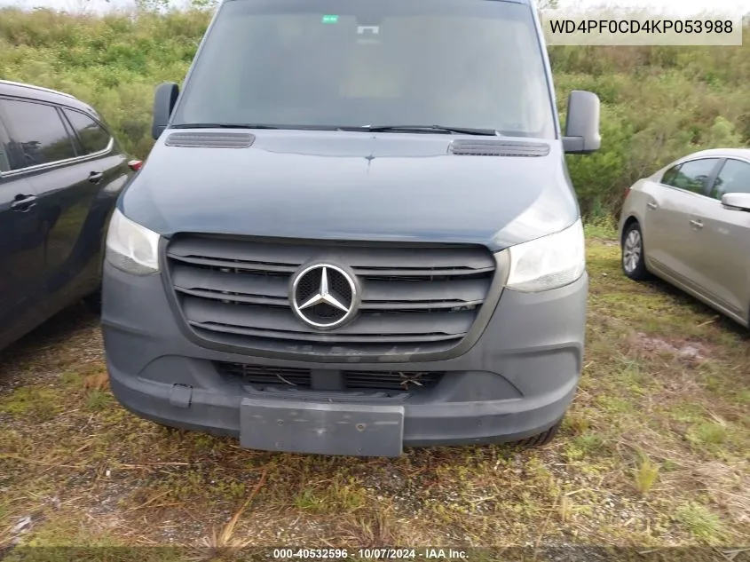 2019 Mercedes-Benz Sprinter 2500 High Roof V6/Standard Roof V6 VIN: WD4PF0CD4KP053988 Lot: 40532596