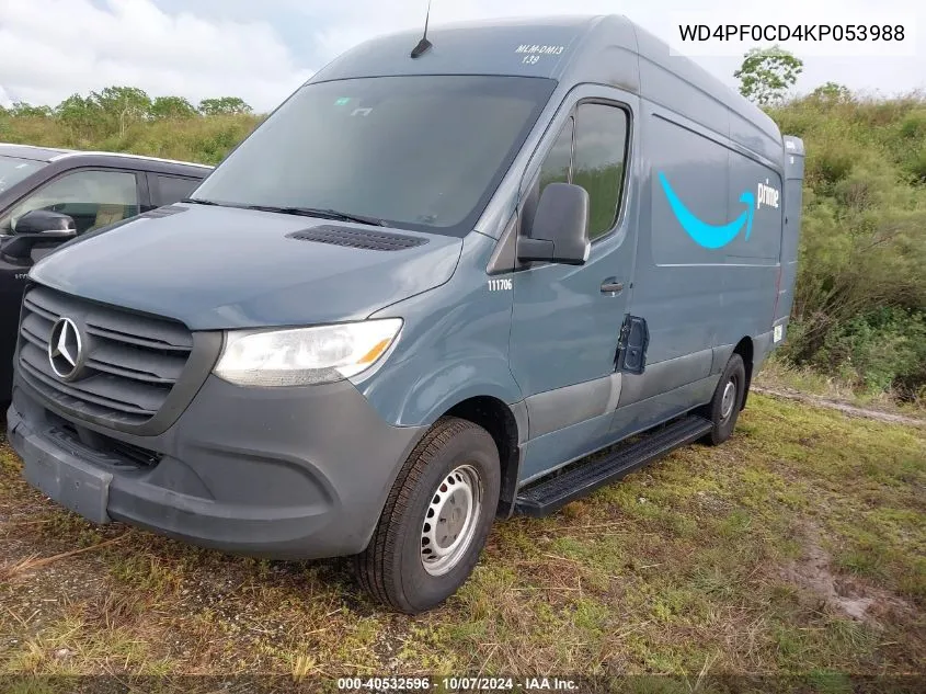 2019 Mercedes-Benz Sprinter 2500 High Roof V6/Standard Roof V6 VIN: WD4PF0CD4KP053988 Lot: 40532596