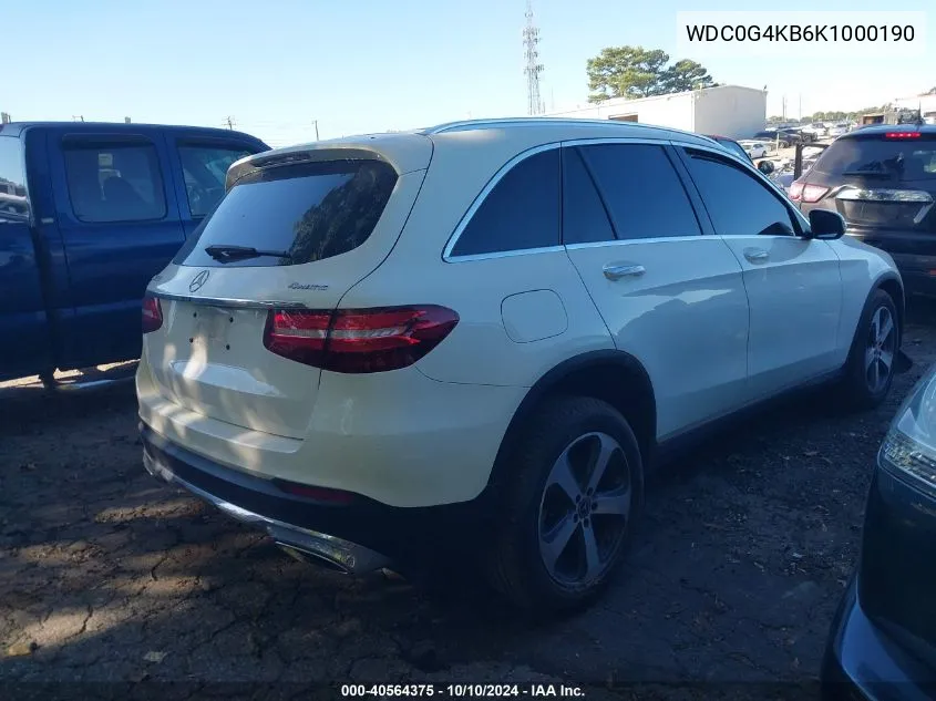 2019 Mercedes-Benz Glc 300 4Matic VIN: WDC0G4KB6K1000190 Lot: 40564375