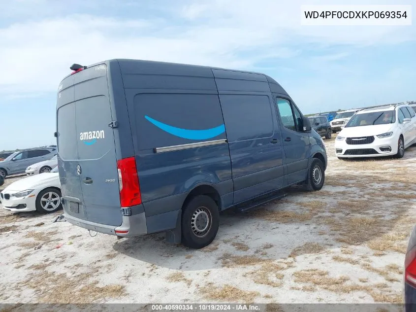 2019 Mercedes-Benz Sprinter 2500 High Roof V6/Standard Roof V6 VIN: WD4PF0CDXKP069354 Lot: 40590334