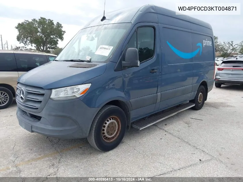 2019 Mercedes-Benz Sprinter 2500 High Roof V6/Standard Roof V6 VIN: WD4PF0CD3KT004871 Lot: 40590413