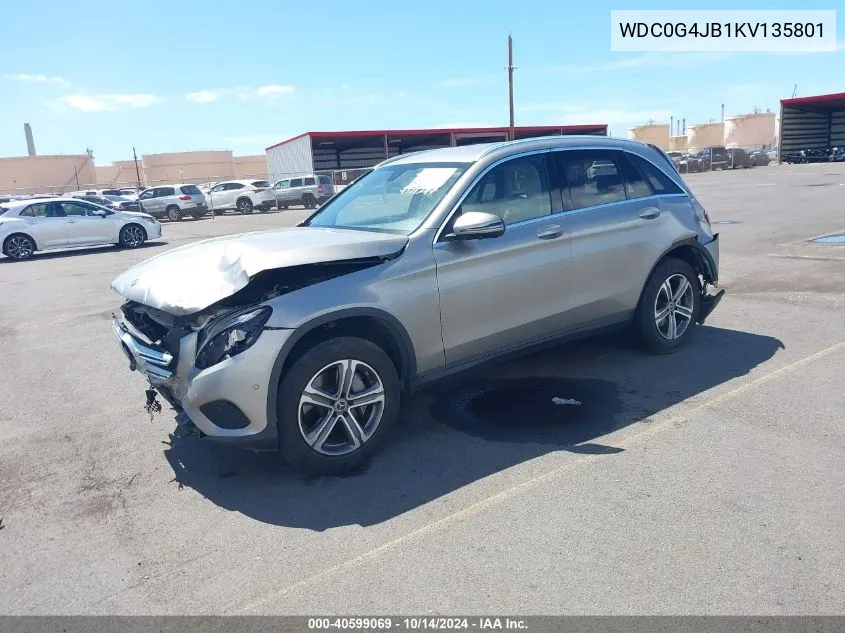 2019 Mercedes-Benz Glc 300 VIN: WDC0G4JB1KV135801 Lot: 40599069