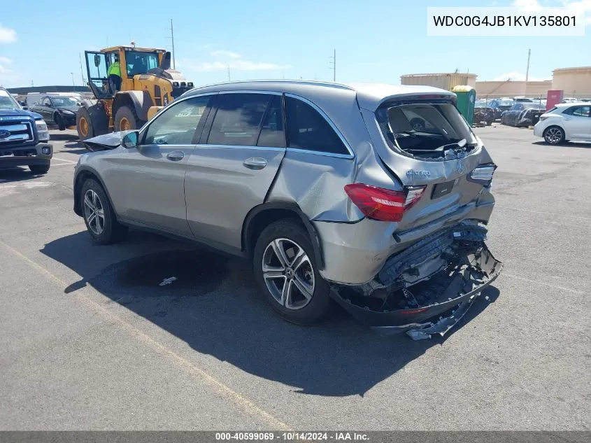 2019 Mercedes-Benz Glc 300 VIN: WDC0G4JB1KV135801 Lot: 40599069