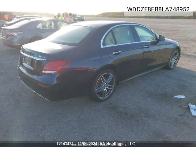 2020 Mercedes-Benz E -Class VIN: WDDZF8EB8LA748952 Lot: 12143434