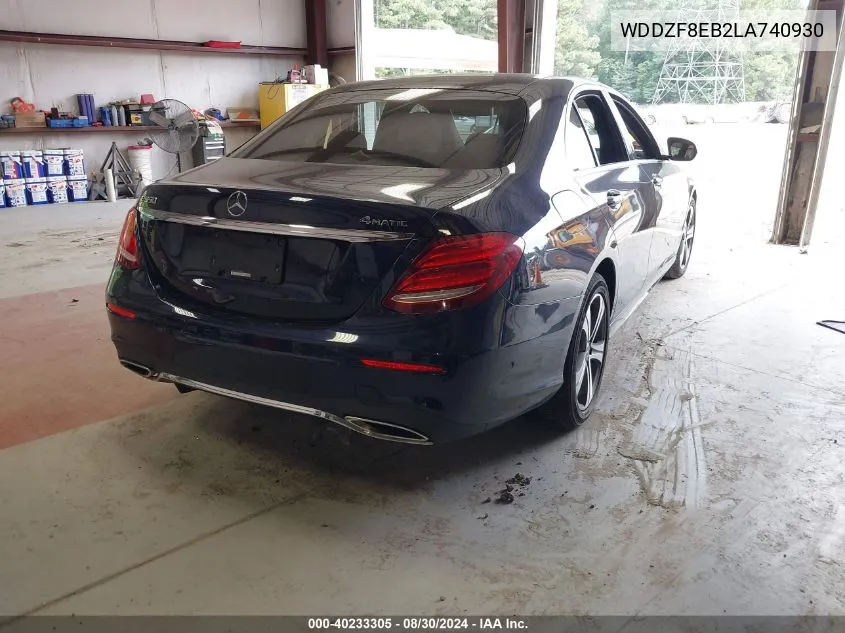 2020 Mercedes-Benz E 350 4Matic VIN: WDDZF8EB2LA740930 Lot: 40233305