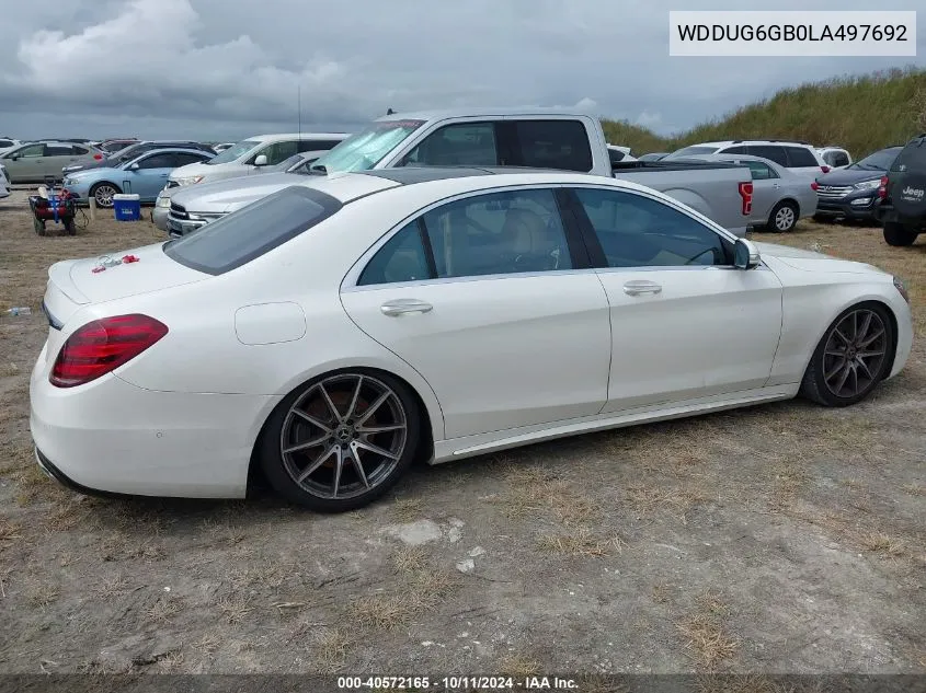 2020 Mercedes-Benz S 450 VIN: WDDUG6GB0LA497692 Lot: 40572165