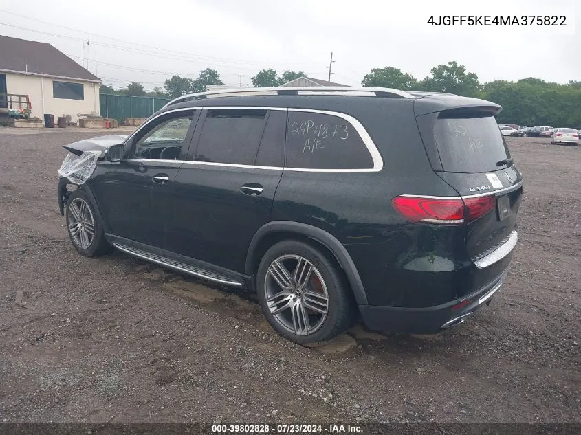 2021 Mercedes-Benz Gls Gls 450 VIN: 4JGFF5KE4MA375822 Lot: 39802828