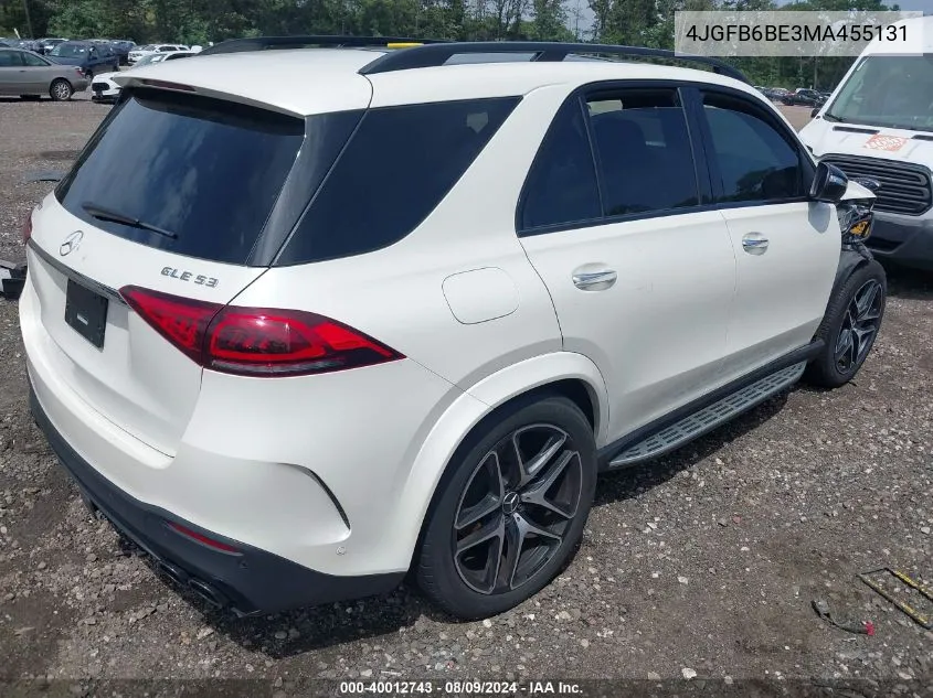 2021 Mercedes-Benz Amg Gle 53 4Matic VIN: 4JGFB6BE3MA455131 Lot: 40012743