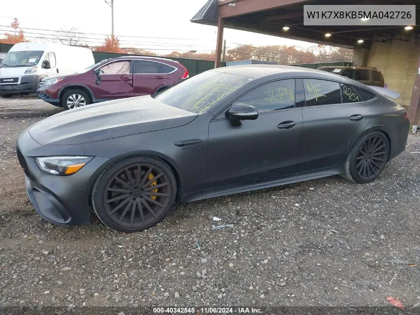 2021 Mercedes-Benz Amg Gt 63 4-Door Coupe S VIN: W1K7X8KB5MA042726 Lot: 40342545