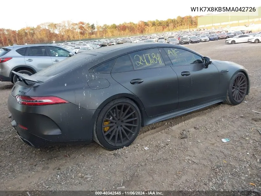 2021 Mercedes-Benz Amg Gt 63 4-Door Coupe S VIN: W1K7X8KB5MA042726 Lot: 40342545