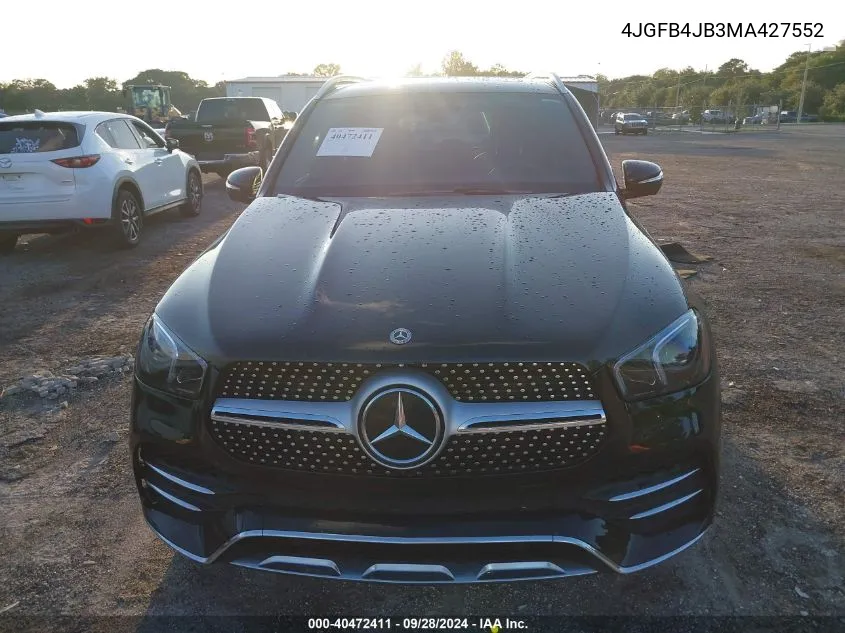 2021 Mercedes-Benz Gle 350 VIN: 4JGFB4JB3MA427552 Lot: 40472411