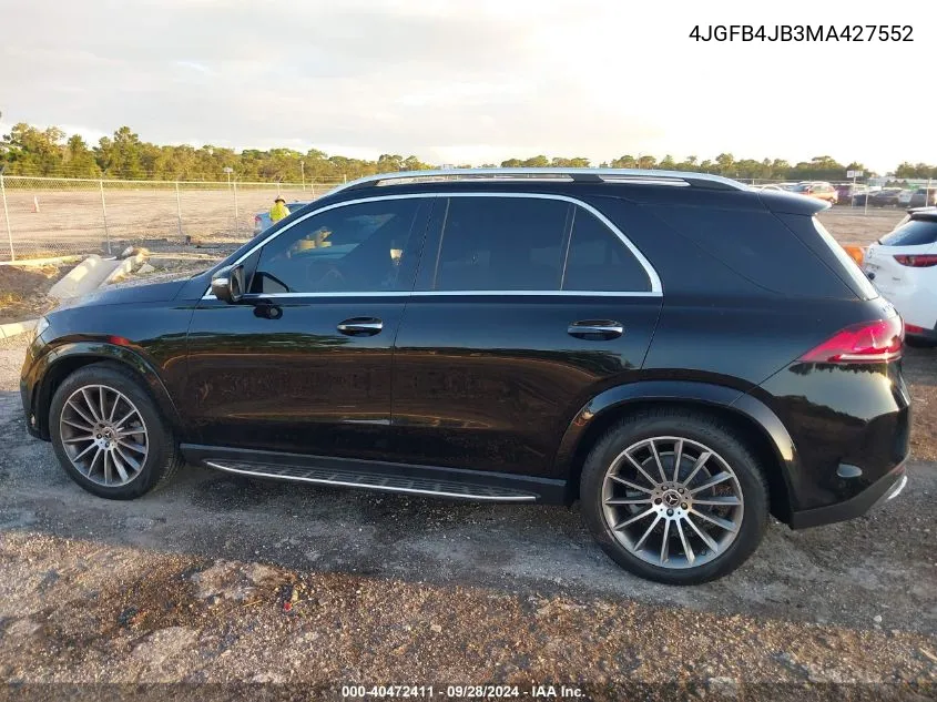 2021 Mercedes-Benz Gle 350 VIN: 4JGFB4JB3MA427552 Lot: 40472411