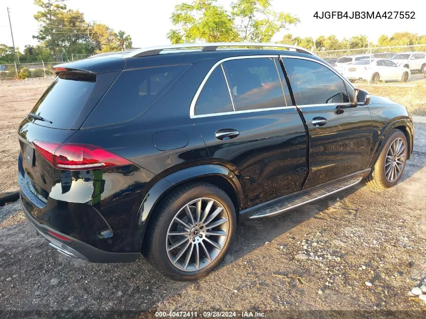 2021 Mercedes-Benz Gle 350 VIN: 4JGFB4JB3MA427552 Lot: 40472411