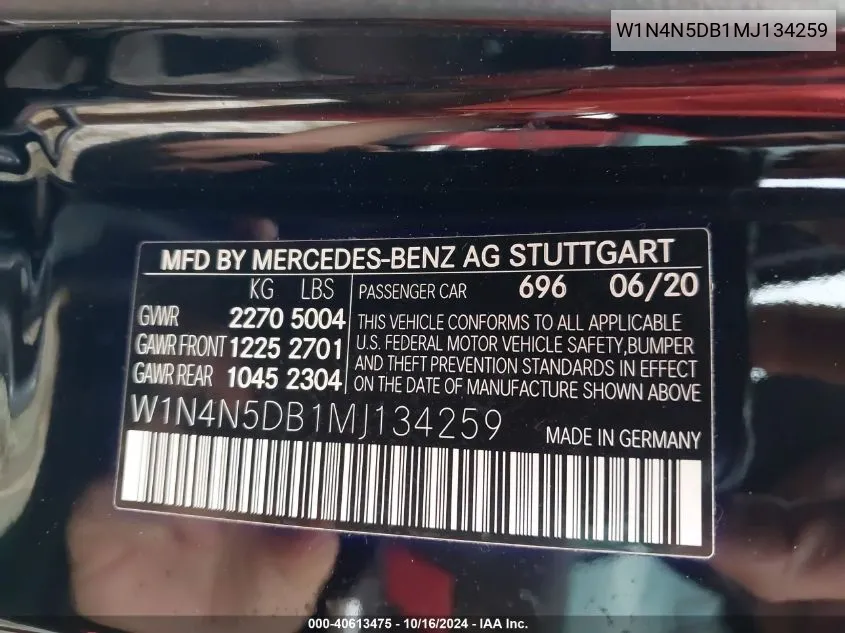 2021 Mercedes-Benz Amg Gla 45 4Matic VIN: W1N4N5DB1MJ134259 Lot: 40613475