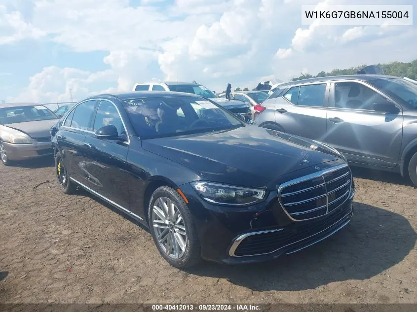 2022 Mercedes-Benz S 580 4Matic VIN: W1K6G7GB6NA155004 Lot: 40412013