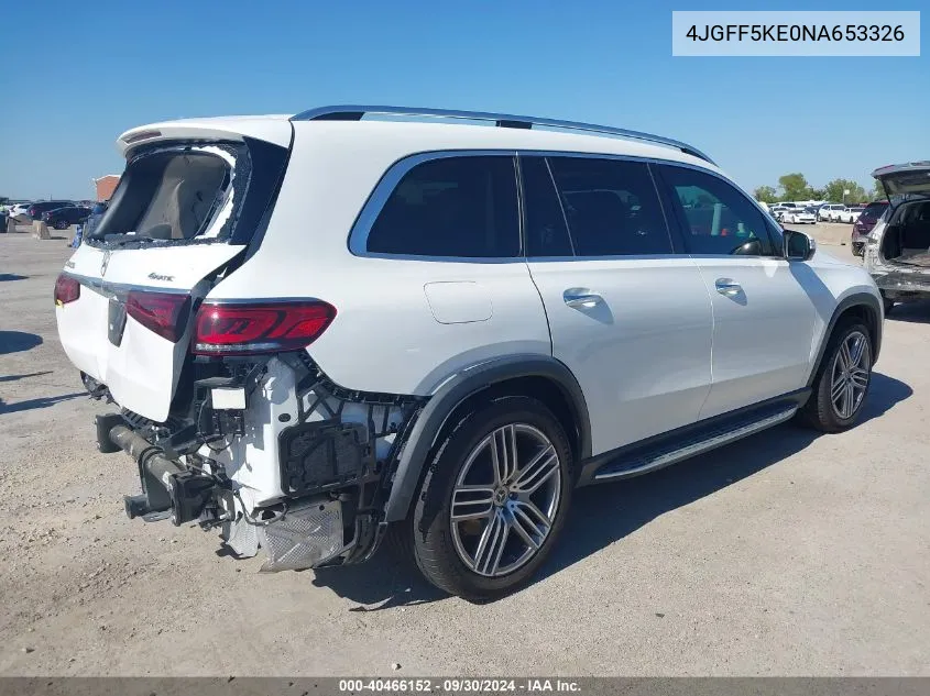 2022 Mercedes-Benz Gls 450 4Matic VIN: 4JGFF5KE0NA653326 Lot: 40466152