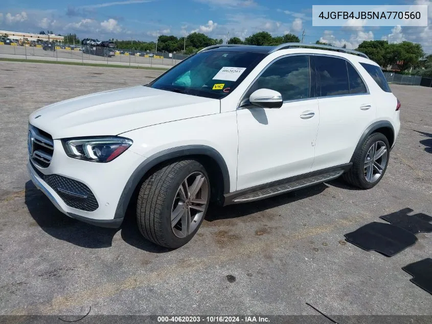 2022 Mercedes-Benz Gle 350 VIN: 4JGFB4JB5NA770560 Lot: 40620203