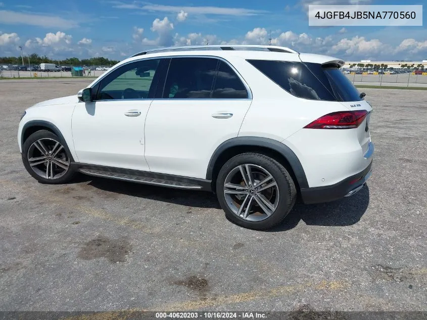 2022 Mercedes-Benz Gle 350 VIN: 4JGFB4JB5NA770560 Lot: 40620203