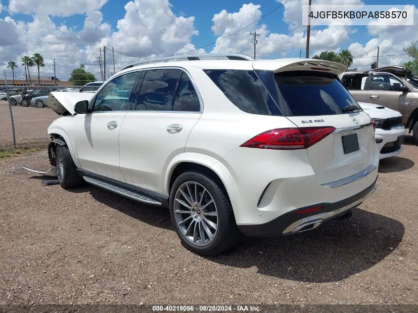 2023 Mercedes-Benz Gle 450 4Matic VIN: 4JGFB5KB0PA858570 Lot: 40219056