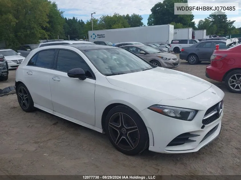 2019 Mercedes-Benz A 250 4Mtic VIN: WDD3F4HB8KJ070485 Lot: 12077730