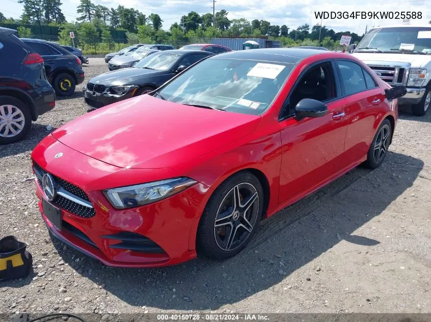 2019 Mercedes-Benz A 220 4Matic VIN: WDD3G4FB9KW025588 Lot: 40150728