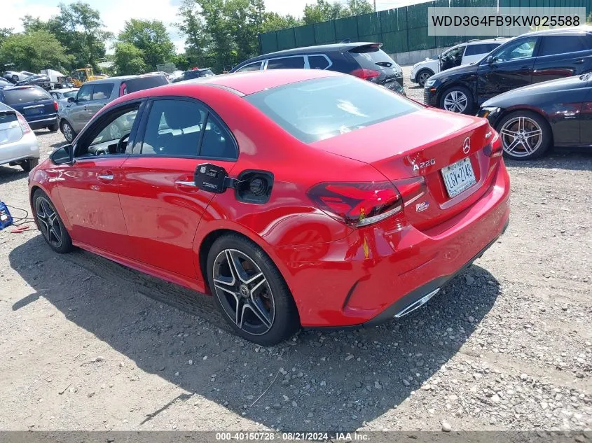 2019 Mercedes-Benz A 220 4Matic VIN: WDD3G4FB9KW025588 Lot: 40150728