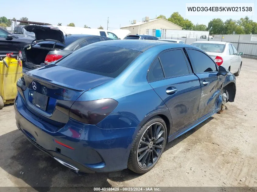 2019 Mercedes-Benz A 220 VIN: WDD3G4EB5KW021538 Lot: 40185425