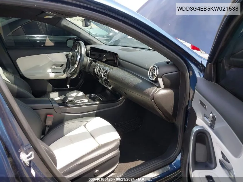 2019 Mercedes-Benz A 220 VIN: WDD3G4EB5KW021538 Lot: 40185425