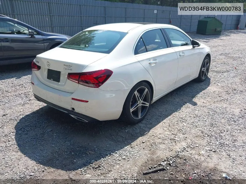 WDD3G4FB3KW000783 2019 Mercedes-Benz A 220 4Matic