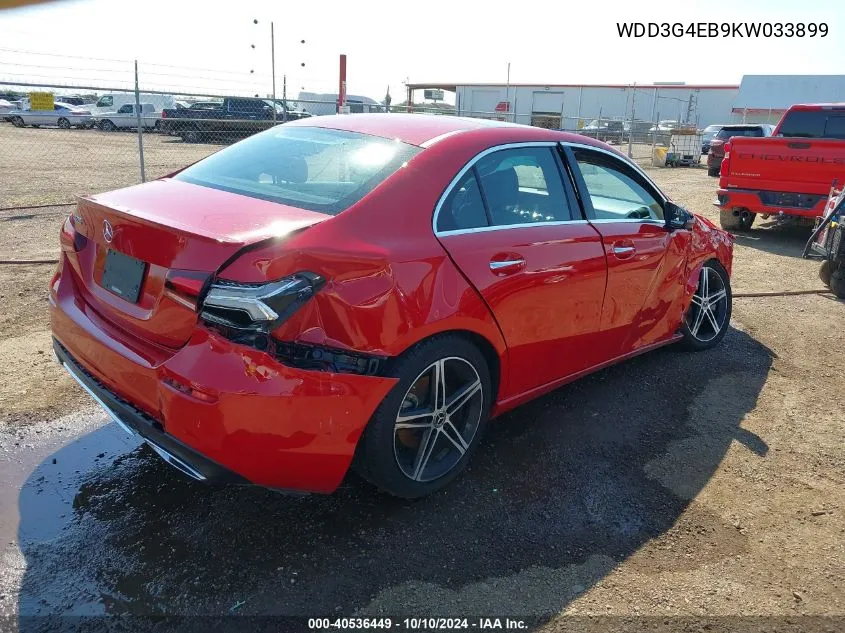 2019 Mercedes-Benz A 220 VIN: WDD3G4EB9KW033899 Lot: 40536449