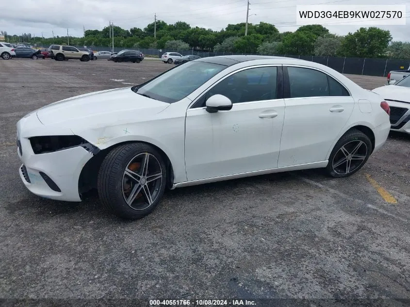 2019 Mercedes-Benz A 220 VIN: WDD3G4EB9KW027570 Lot: 40551766