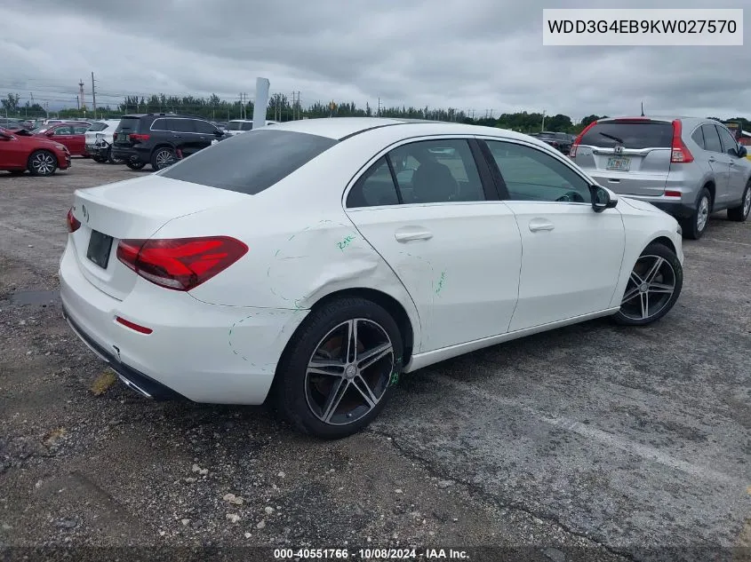 2019 Mercedes-Benz A 220 VIN: WDD3G4EB9KW027570 Lot: 40551766