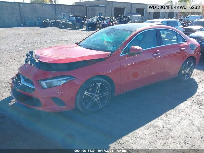 2019 Mercedes-Benz A 220 4Matic VIN: WDD3G4FB4KW016233 Lot: 40615139