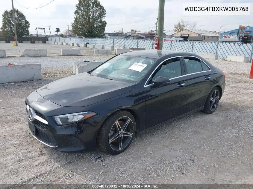 2019 Mercedes-Benz A 220 4Matic VIN: WDD3G4FBXKW005768 Lot: 40728932