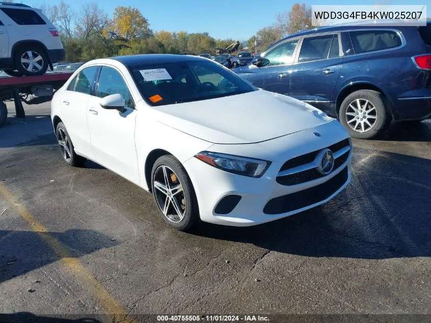 2019 Mercedes-Benz A 220 4Matic VIN: WDD3G4FB4KW025207 Lot: 40755505