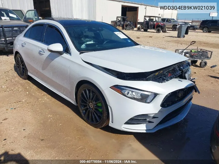 2019 Mercedes-Benz A 220 VIN: WDD3G4EB9KW021039 Lot: 40778054