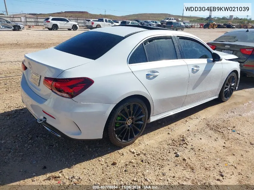 2019 Mercedes-Benz A 220 VIN: WDD3G4EB9KW021039 Lot: 40778054