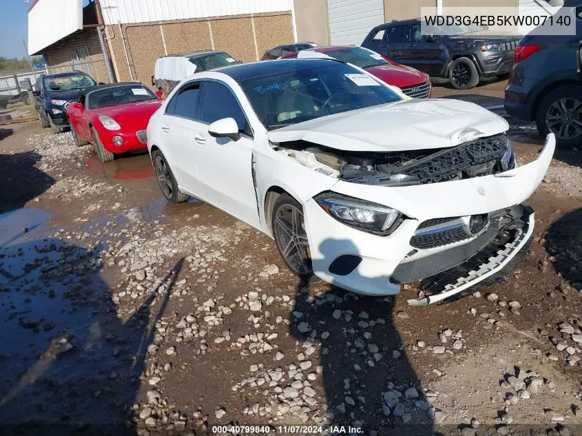 2019 Mercedes-Benz A 220 VIN: WDD3G4EB5KW007140 Lot: 40799840