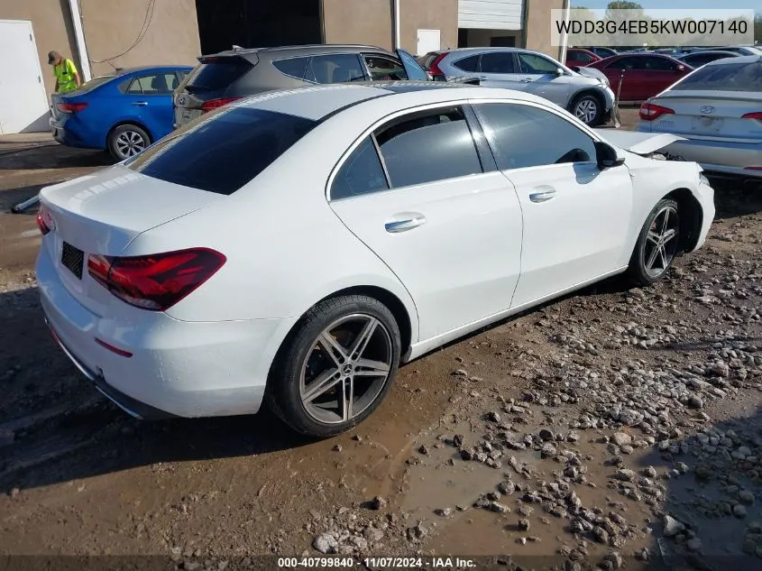 2019 Mercedes-Benz A 220 VIN: WDD3G4EB5KW007140 Lot: 40799840