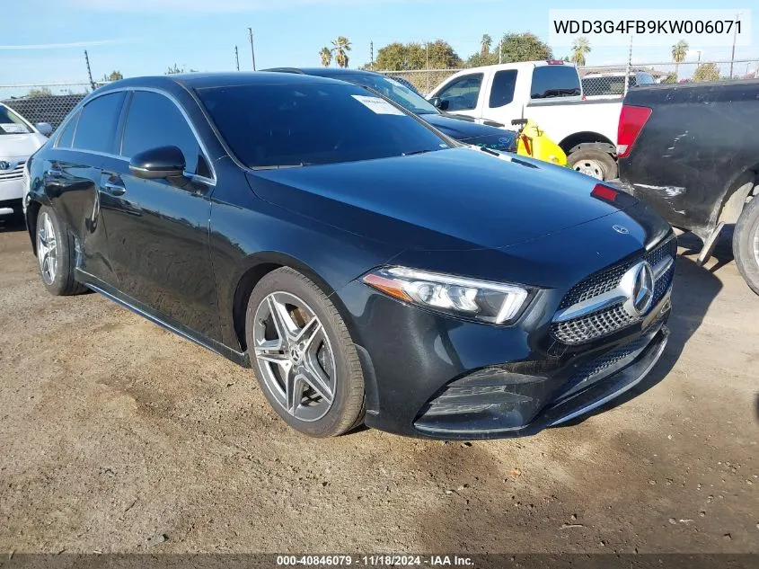 2019 Mercedes-Benz A 220 4Matic VIN: WDD3G4FB9KW006071 Lot: 40846079