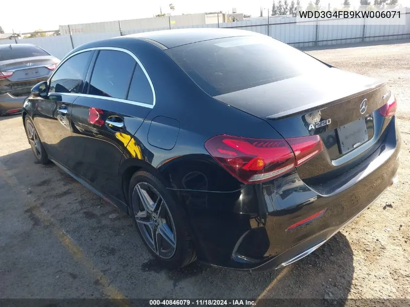 2019 Mercedes-Benz A 220 4Matic VIN: WDD3G4FB9KW006071 Lot: 40846079